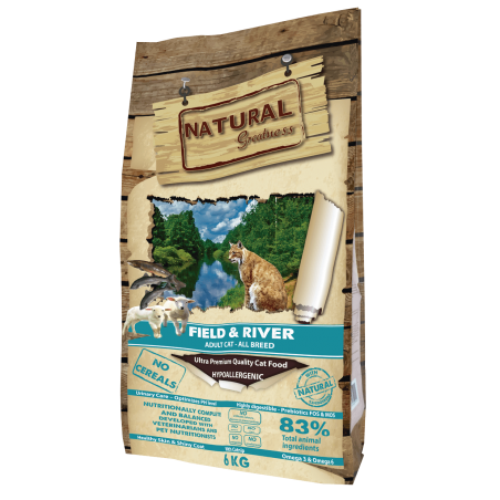 NATURAL GREATNESS Field & River Sans Céréales pour Chat Adulte 6kg-9,25€/kg